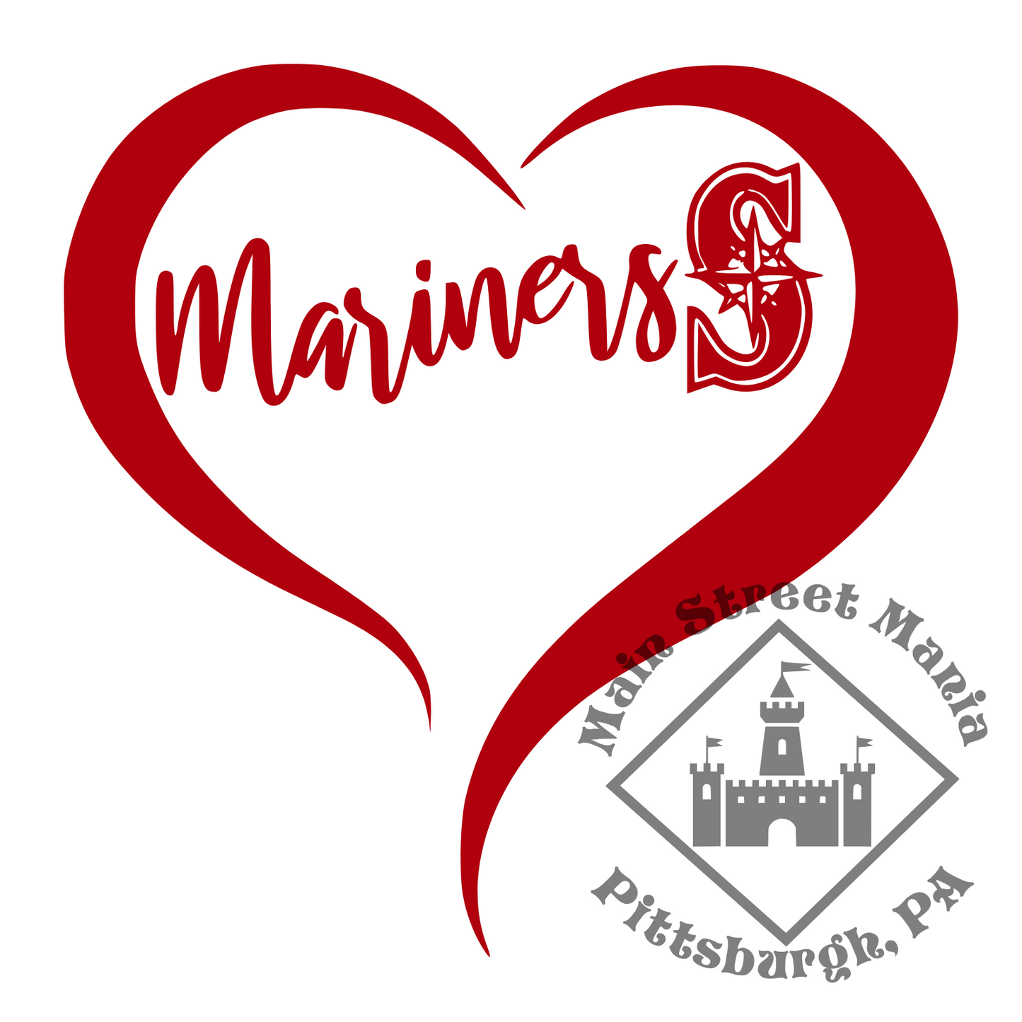 Seattle Mariners Heart Sticker Decal