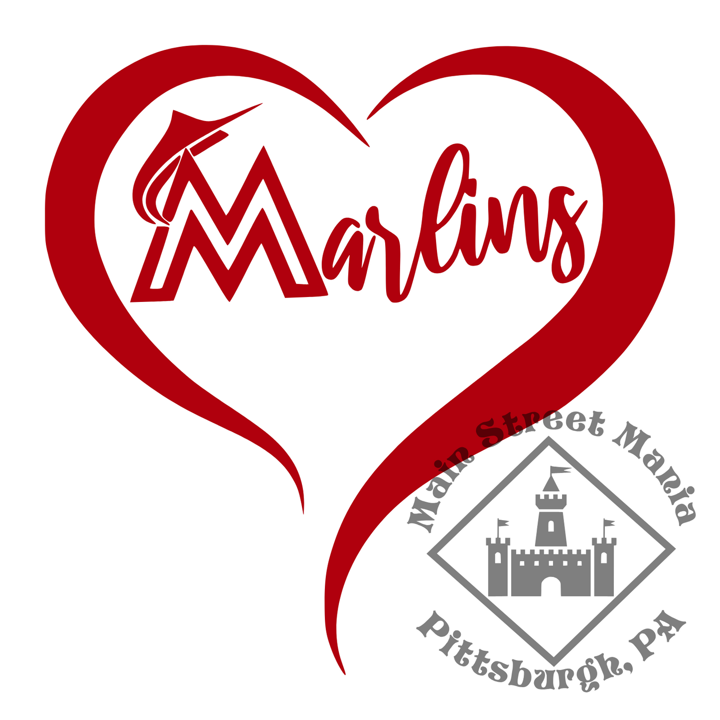 Marlins Heart Sticker Decal