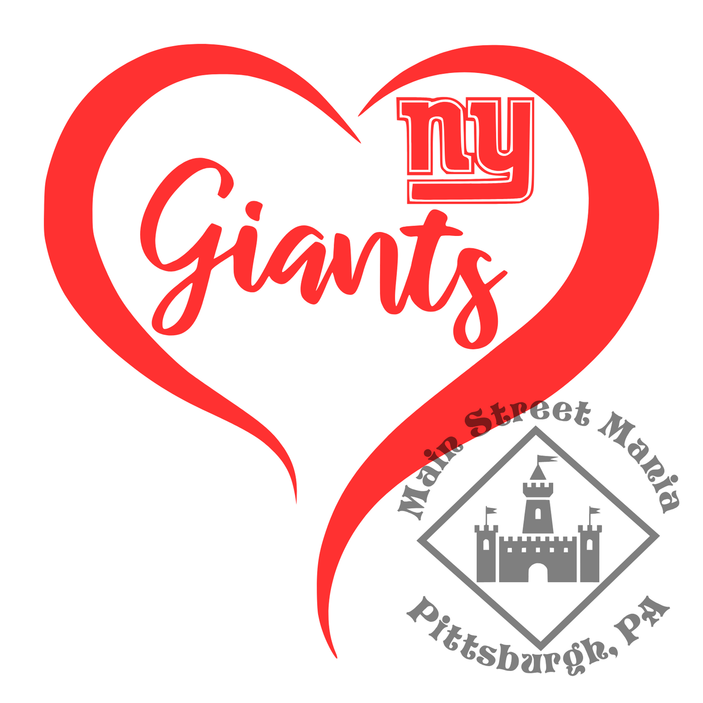 NY Giants Heart Sticker Decal