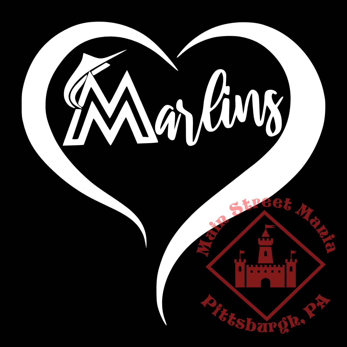 Marlins Heart Sticker Decal