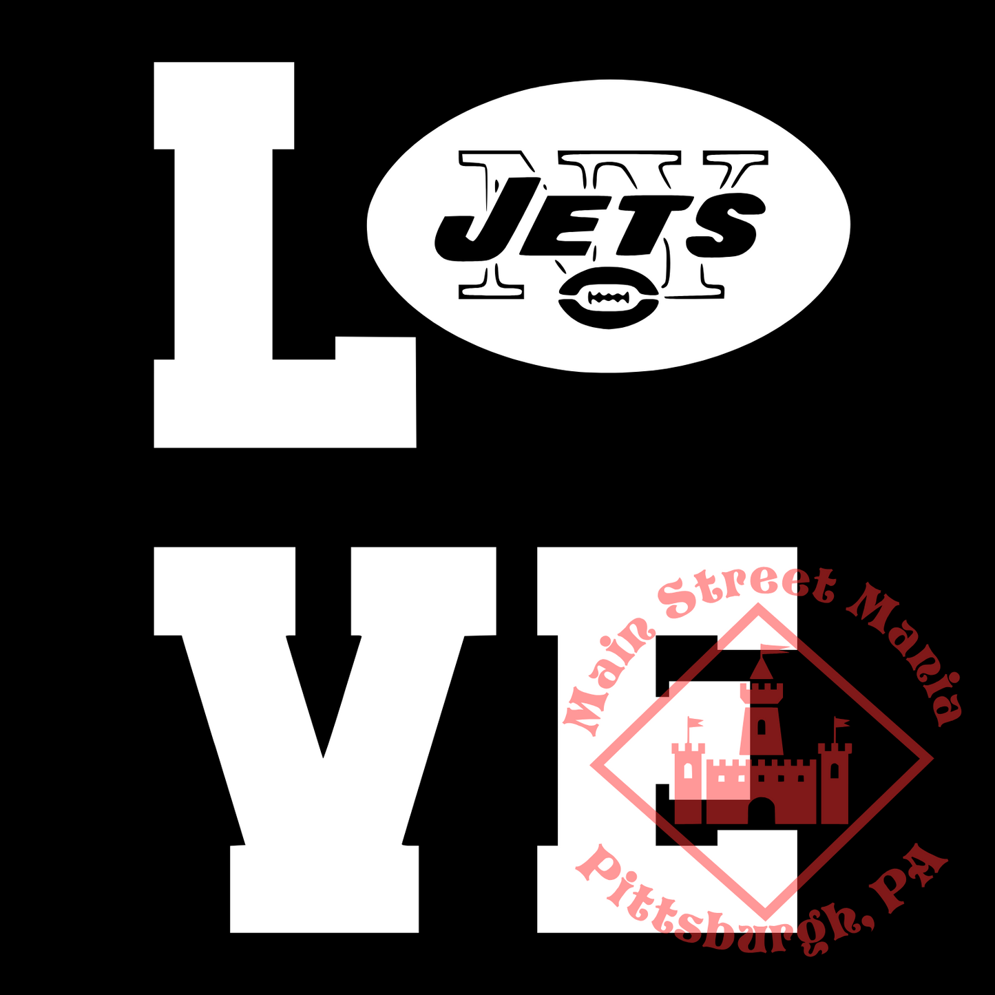 NY Jets Love Sticker Decal