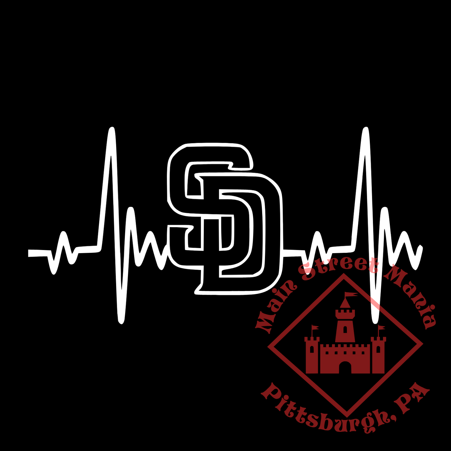 Padres Heartbeat Sticker Decal