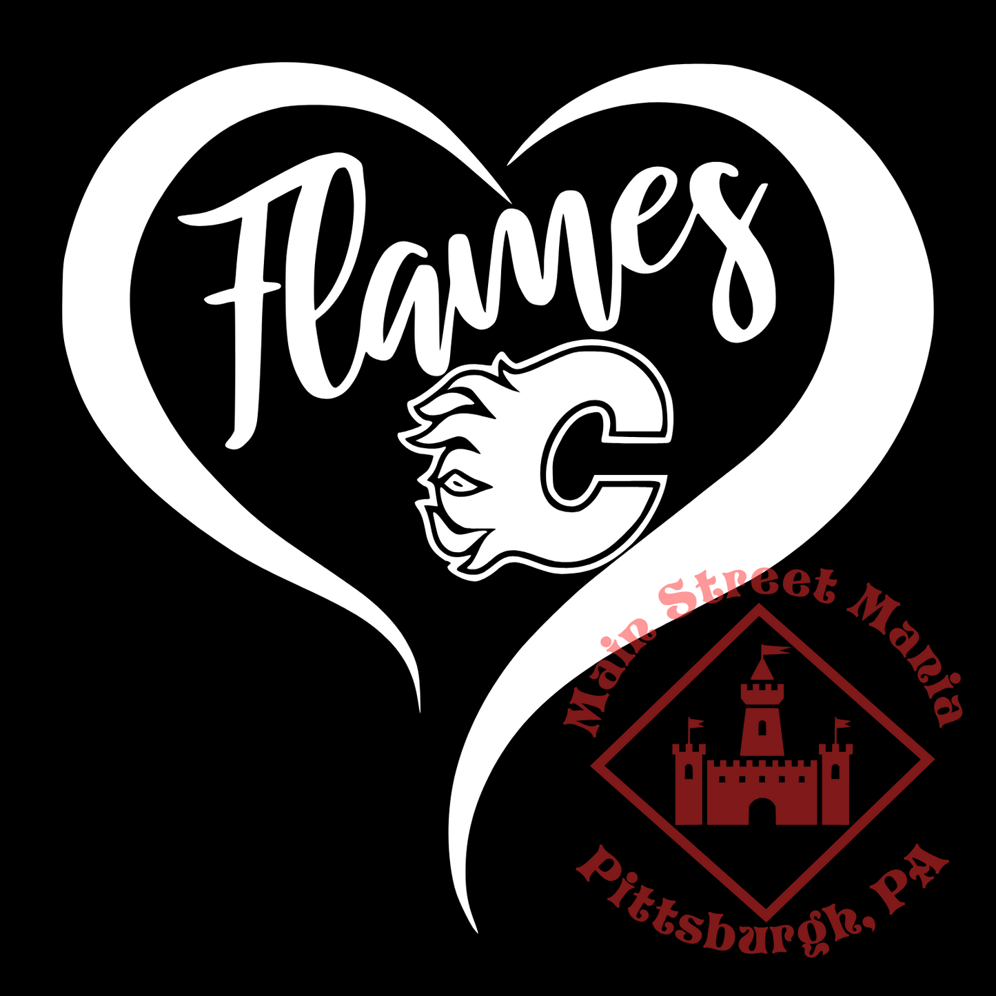 Flames Heart Sticker Decal