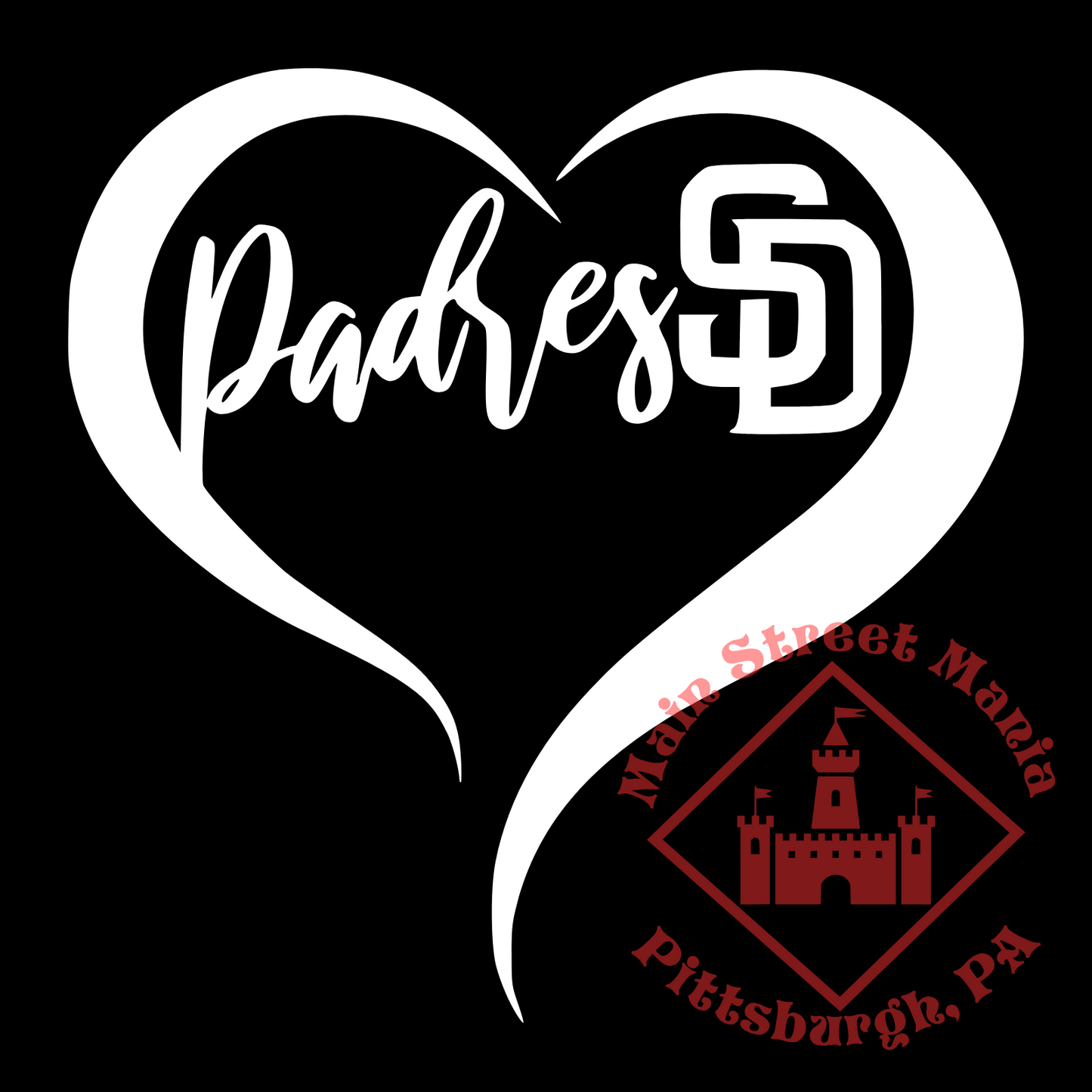 San Diego Padres Heart Sticker Decal