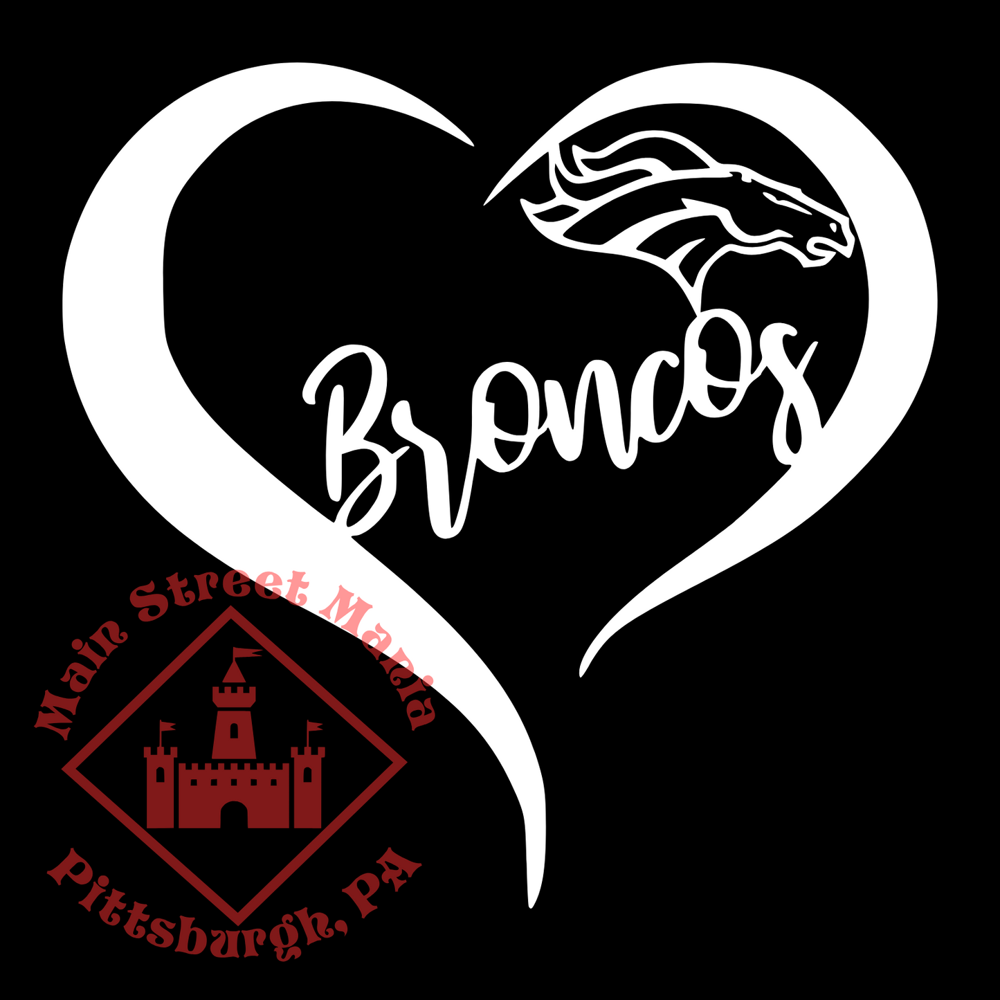 Broncos Heart Sticker Decal