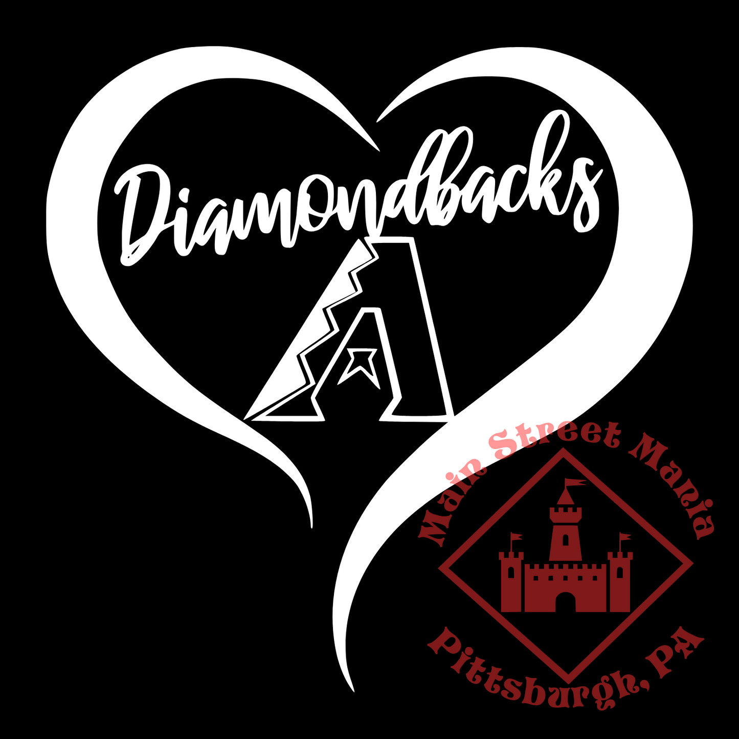 Diamondbacks Heart Sticker Decal