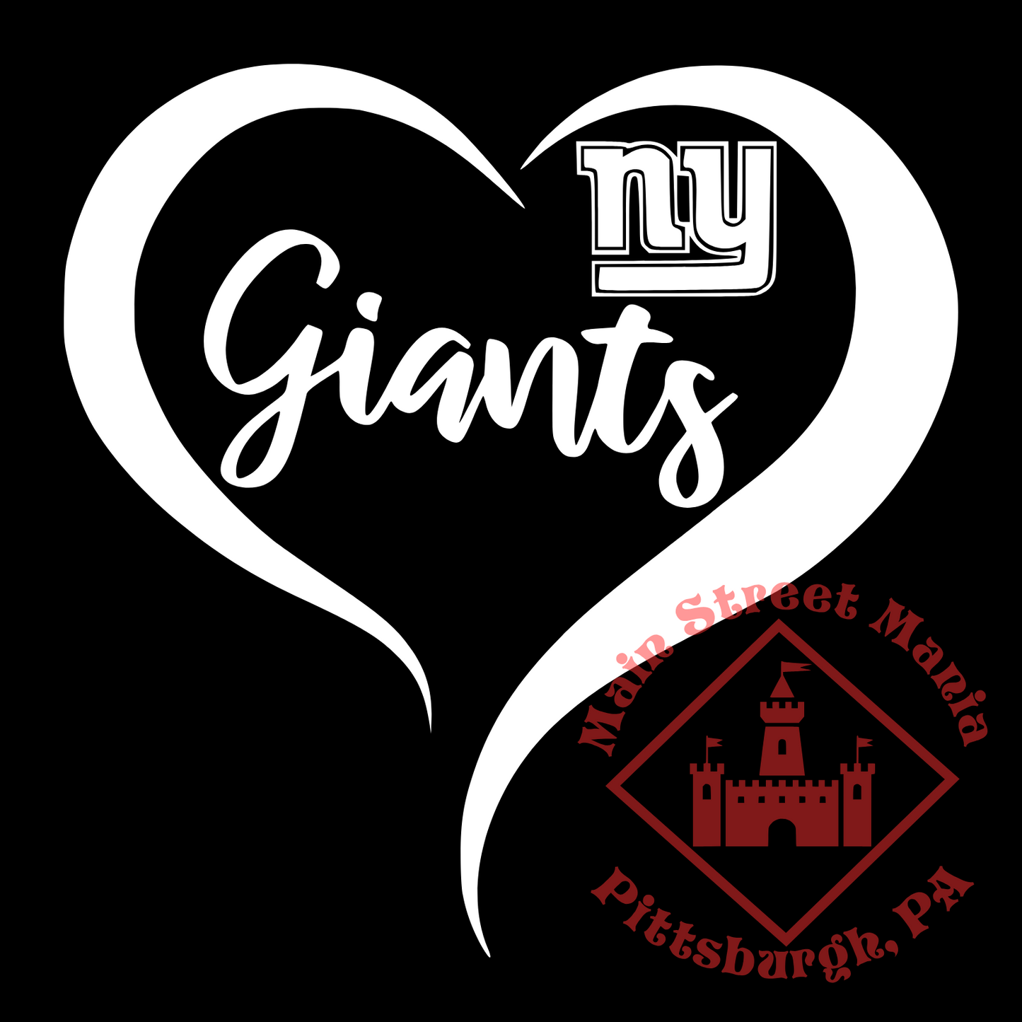 NY Giants Heart Sticker Decal