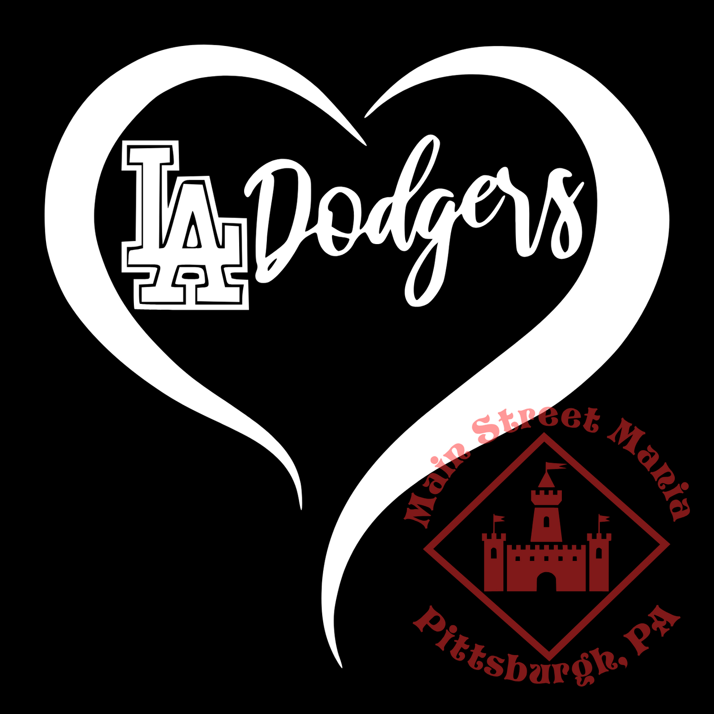 LA Dodgers Heart Sticker Decal