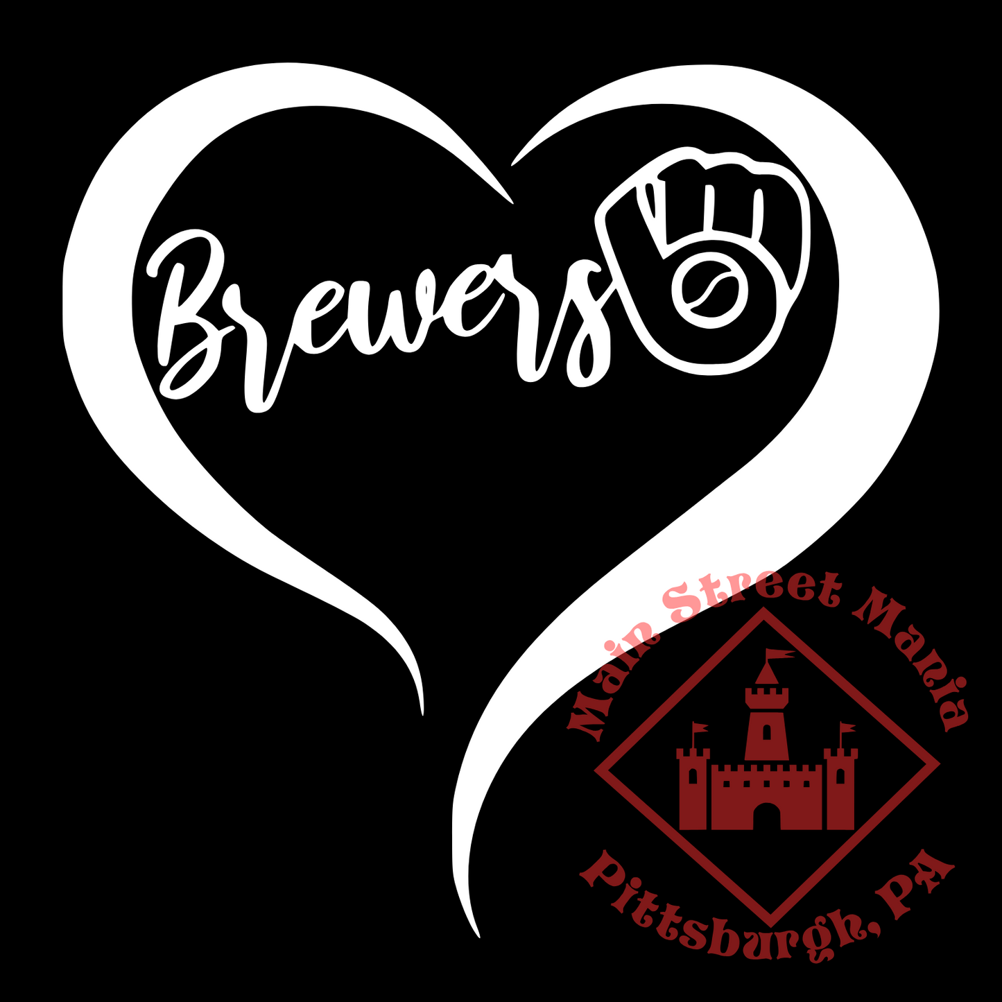 Milwaukee Brewers Heart Sticker Decal