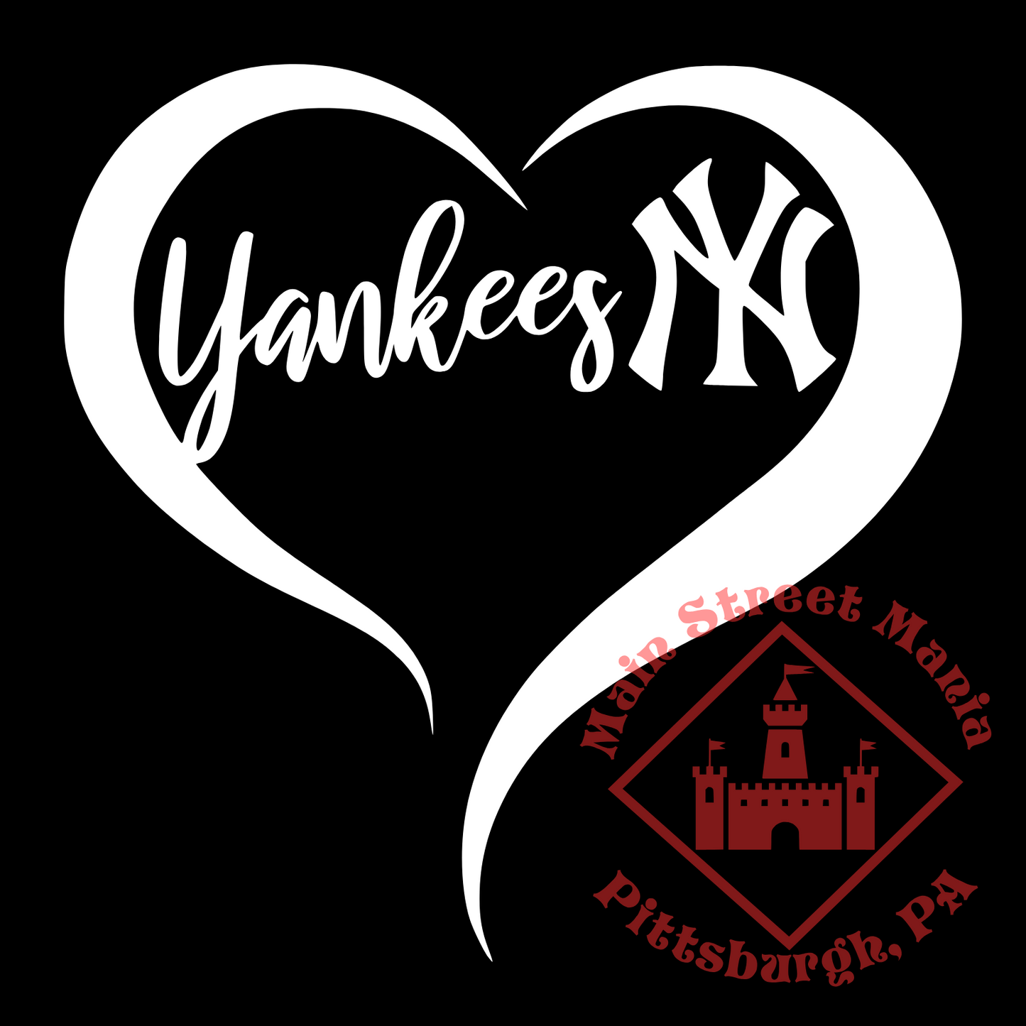 Yankees Heart Sticker Decal