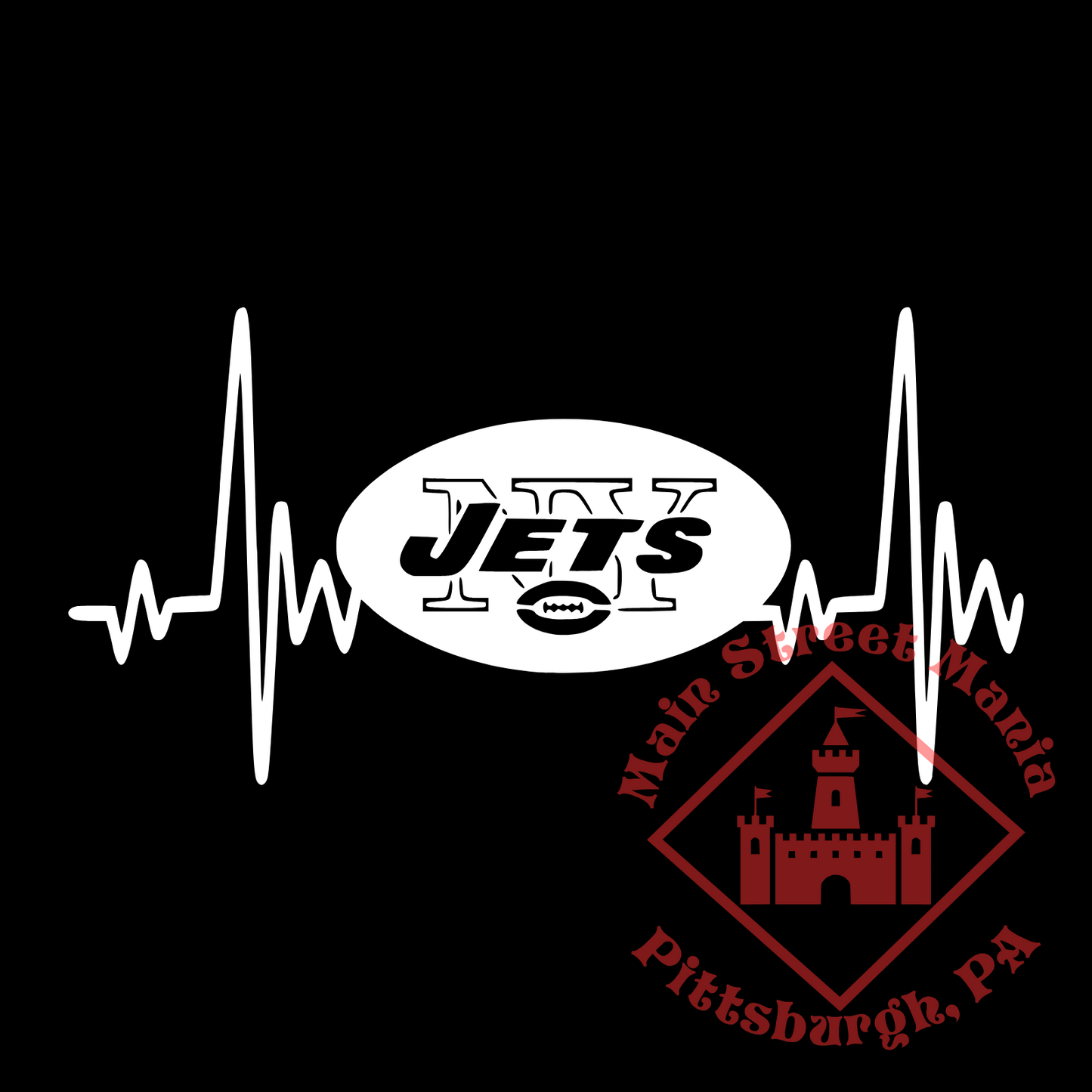 NY Jets Heartbeat Sticker Decal