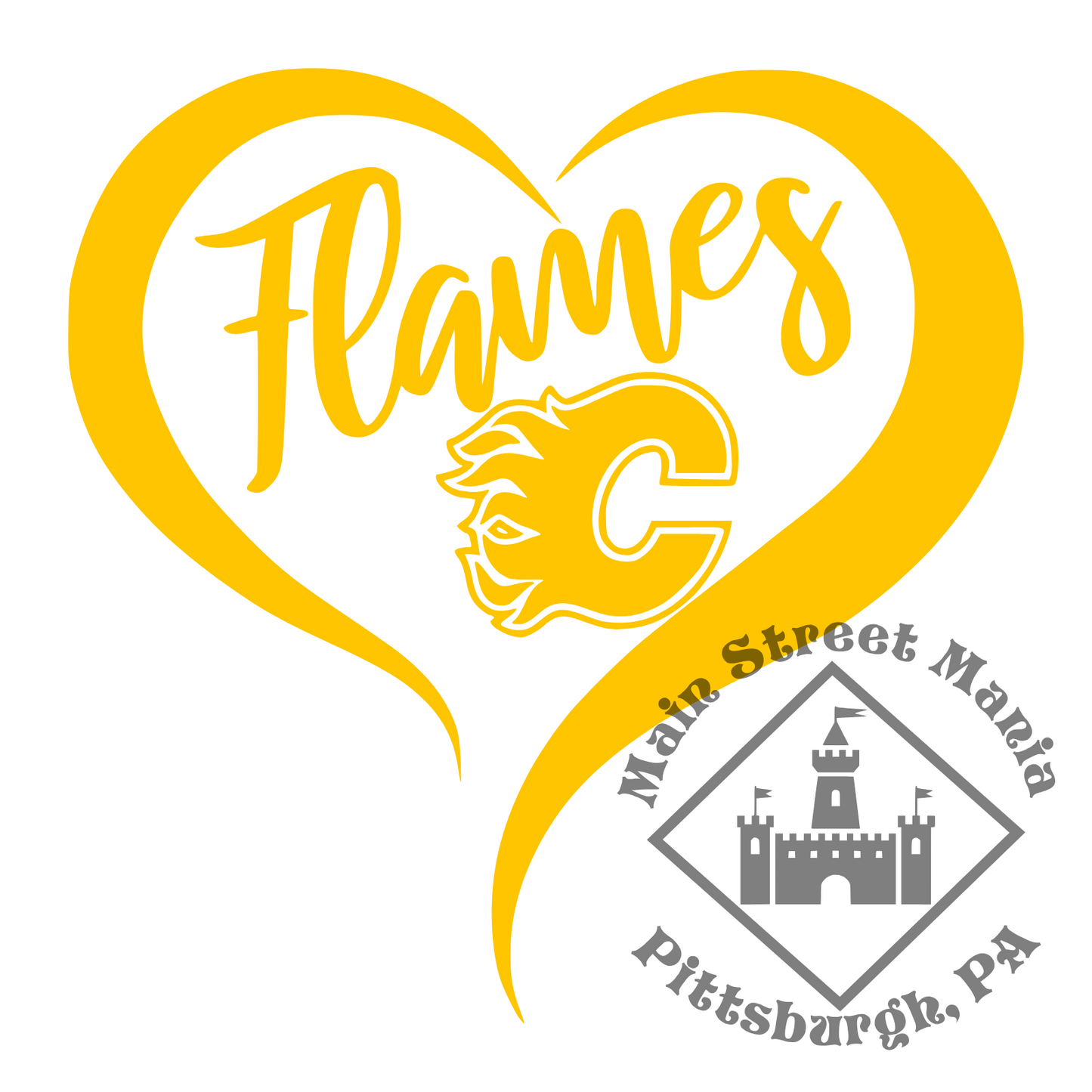 Flames Heart Sticker Decal