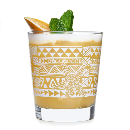 Libbey Tiki Kahiko Rocks Glass, White, 13-ounce, Set of 2